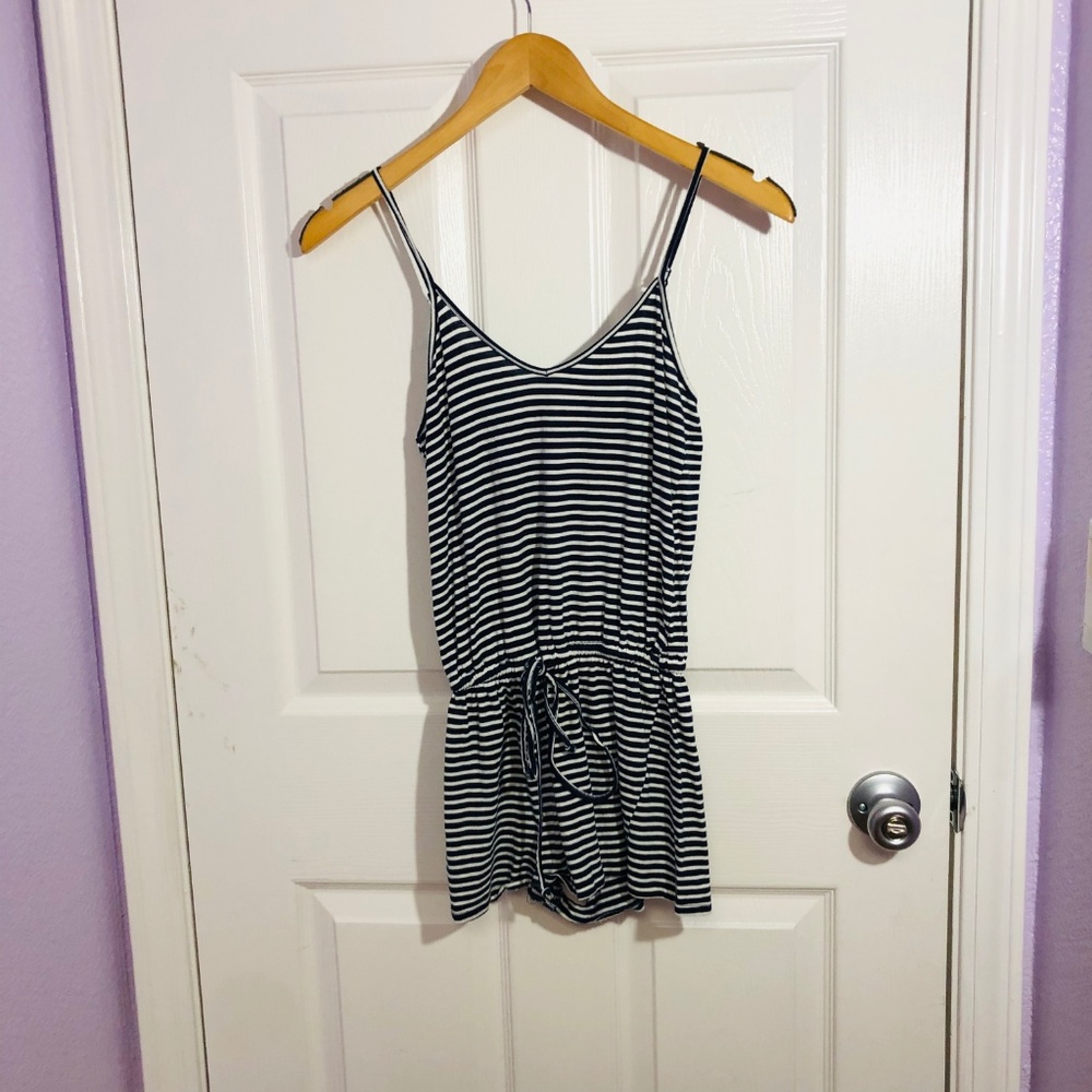 Aeropostale Navy and White Stripe Romper